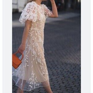 Munthe Urilanca Dress In White Sz 8 Without Slip Only Embroidered Dress